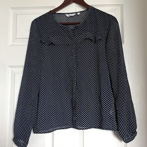 Sheer polka dot button down blouse